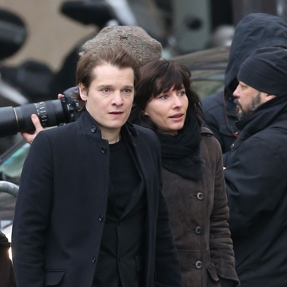Bénabar et sa femme Stéphanie Nicolini - Obsèques de Michel Delpech en l'église Saint-Sulpice à Paris, le 8 janvier 2016. 
