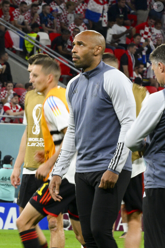 Thierry Henry lors du match "Croatie - Belgique" lors de la Coupe du Monde 2022 au Qatar (FIFA World Cup Qatar 2022), le 1er décembre 2022.
