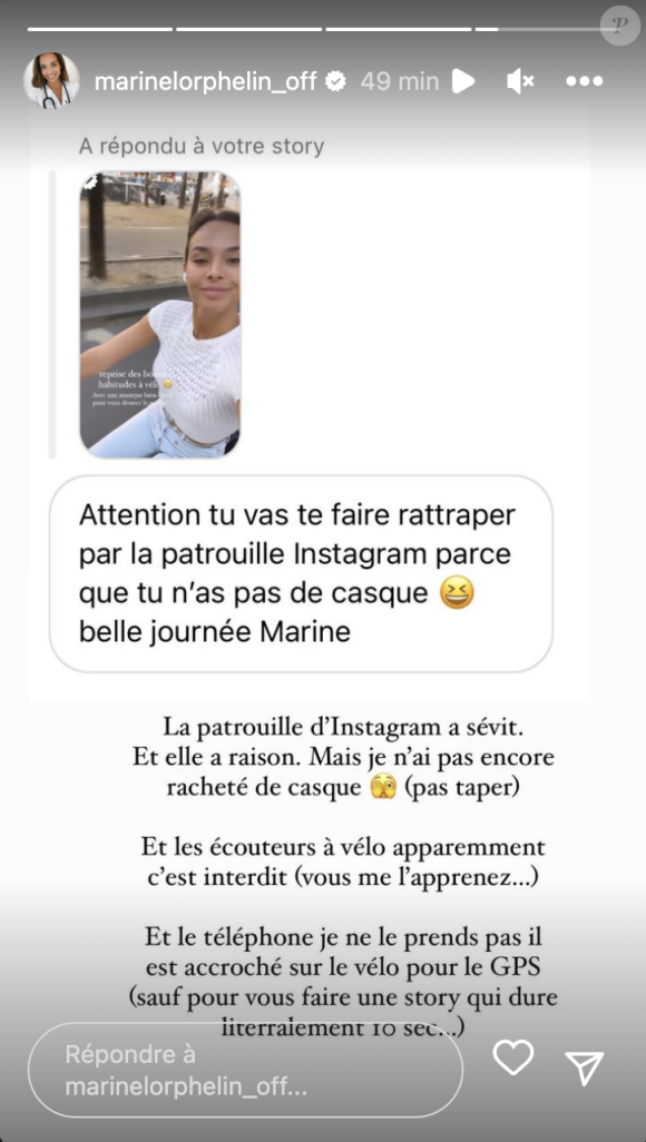 Marine Lorphelin multiplie les infractions à vélo lors d'une balade à Paris. Instagram
