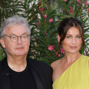 Dominique Besnehard (fondateur du festival) et Laetitia Casta (présidente du jury) lors du premier jour du 16ème festival du film francophone (FFA) à Angoulême le 22 août 2023.