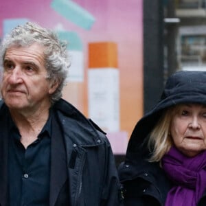 Exclusif - Gérard Leclerc et sa femme Julie - Arrivées aux obsèques de Jacques Collard en l'église Saint Roch à Paris le 6 avril 2023.© Christophe Clovis / Bestimage 