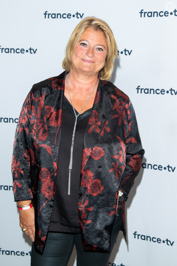 Marina Carrère d'Encausse lors du photocall dans le cadre de la conférence de presse de France Télévisions au Pavillon Gabriel à Paris, France, le 24 août 2021.