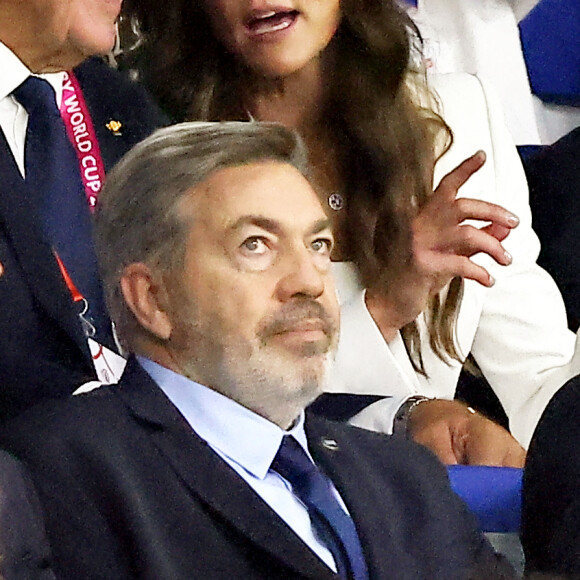 Kate Middleton, Princesse de Galles aux côtés de Bill Beaumont, Président de World Rugby, a assisté au match comptant pour la phase de poule entre l'Angleterre et l'Argentine au stade Vélodrome de Marseille le 9 Septembre 2023 © Dominique Jacovides / Bestimage 