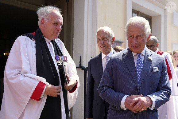 Le roi Charles III d'Angleterre et le président du Portugal, Marcelo Rebelo de Sousa assistent à un service d'action de grâce au Palais St James à Londres, le 15 juin 2023. Cette visite du président portugais à Londres marque le 650ème anniversaire de l'alliance Anglo-portugaise. 