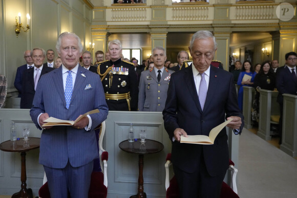 Le roi Charles III d'Angleterre et le président du Portugal, Marcelo Rebelo de Sousa assistent à un service d'action de grâce au Palais St James à Londres, le 15 juin 2023. Cette visite du président portugais à Londres marque le 650ème anniversaire de l'alliance Anglo-portugaise. 