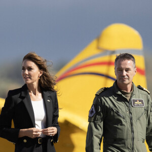 Catherine (Kate) Middleton, princesse de Galles, lors d'une visite à la Royal Naval Air Station (RNAS) Yeovilton, près de Yeovil dans le Somerset, l'une des deux principales stations aériennes de la Royal Navy et l'un des aérodromes militaires les plus fréquentés du Royaume-Uni, le lundi 18 septembre 2023. 