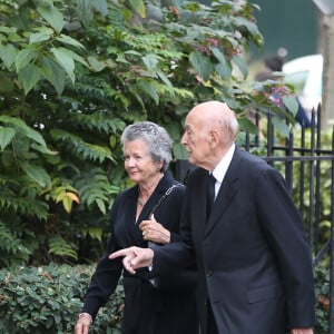 Valéry Giscard d'Estaing et sa femme Anne-Aymone - Obsèques de Liliane Bettencourt en l'église Saint-Pierre de Neuilly-sur-Seine le 26 septembre 2017. 