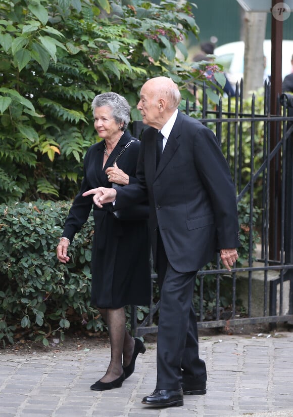Valéry Giscard d'Estaing et sa femme Anne-Aymone - Obsèques de Liliane Bettencourt en l'église Saint-Pierre de Neuilly-sur-Seine le 26 septembre 2017. 