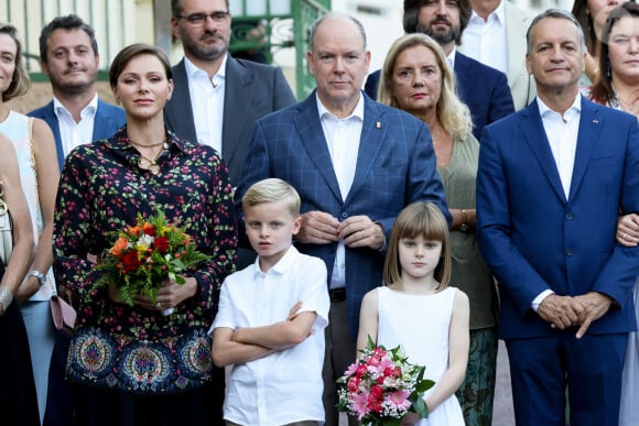 La princesse Charlene de Monaco, Le prince Albert II de Monaco, La princesse Gabriella de Monaco, comtesse de Carladès, Le prince Jacques de Monaco, marquis des Baux et Dimitri Rassam lors du traditionnel pique-nique "U Cavagnëtu" au parc Princesse Antoinette à Monaco le 9 septembre 2023. © Claudia Albuquerque / Bestimage 