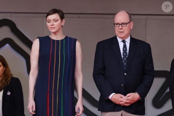 La princesse Charlène de Monaco et le prince Albert II de Monaco - Remise de prix du 80ème Grand Prix de Monaco de Formule 1 à Monaco. Le 28 Mai 2023. © Claudia Albuquerque / Bestimage 