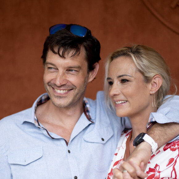 Elodie Gossuin et son mari Bertrand Lacherie au village lors des internationaux de France à Roland Garros le 12 juin 2021. © JB Autissier / Panoramic / Bestimage