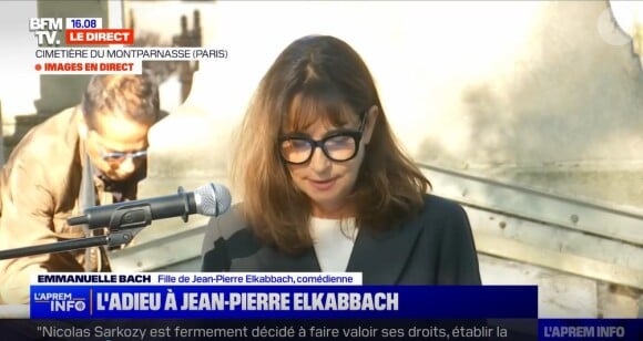 Emmanuelle Bach rend hommage à son père Jean-Pierre Elkabbach. Le 6 octobre 2023.