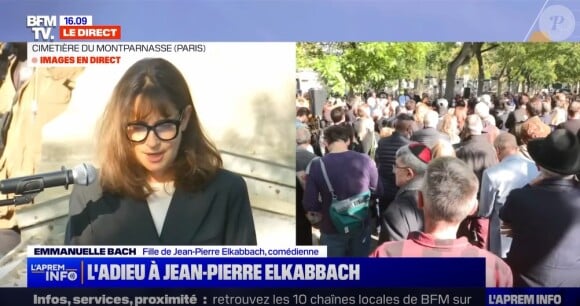 Emmanuelle Bach rend hommage à son père Jean-Pierre Elkabbach. Le 6 octobre 2023.