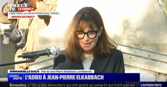 Emmanuelle Bach rend hommage à son père Jean-Pierre Elkabbach. Le 6 octobre 2023.