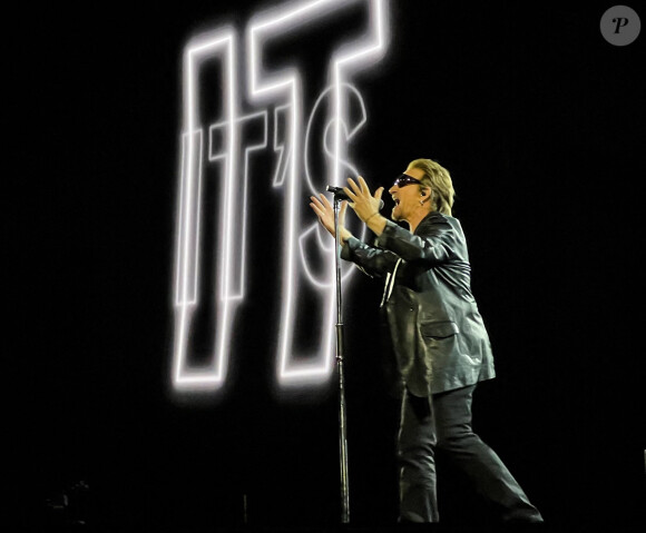 Il a alors entonné Pride (In the name of love), chanson emblématique du groupe,
Bono en concert à Las Vegas, le 30 septembre 2023. © Amiee Stubbs/imageSPACE via Zuma Press/Bestimage)