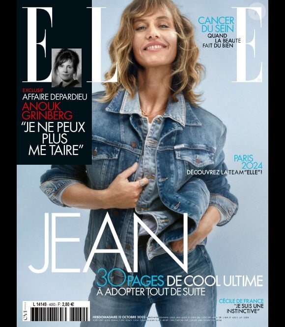 Cécile de France en couverture du magazine "ELLE", jeudi 12 octobre 2023.