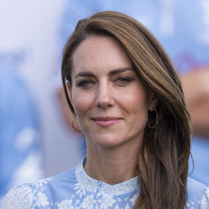 Catherine Kate Middleton, princesse de Galles, lors d'un match de polo auquel le prince William participe dans le cadre de la Royal Charity Polo Cup 2023, le 6 juillet 2023.