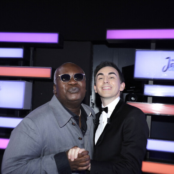Exclusif - Jordan de Luxe et Magloire lors de l'enregistrement de l'émission "Chez Jordan de Luxe" à Paris. Le 16 octobre 2023 © Cédric Perrin / Bestimage