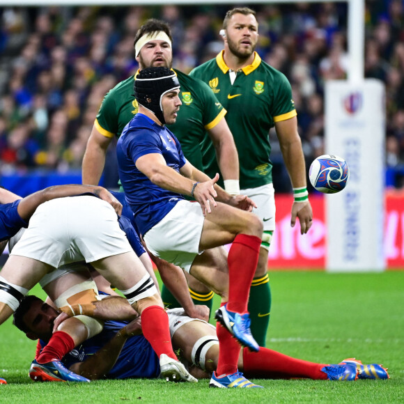 Antoine Dupont ( 9 - France ) - - Coupe du Monde de Rugby France 2023 - Match de quart de finale "France-Afrique du Sud (28-29)" au Stade de France à Saint-Denis 15 octobre 2023.