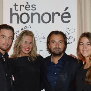Henri Leconte avec sa fille Sara Luna, son fils Maxime et sa femme Florentine - 50 eme anniversaire d'Henri Leconte au restaurant "Tres Honore" a Paris le 30 mai 2013.