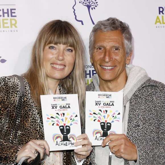 Nagui et sa femme Mélanie Page - Photocall du XVème gala pour la Fondation Recherche Alzheimer à l'Olympia à Paris le 14 mars 2022. © Photo Marc Ausset-Lacroix/Bestimage