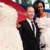 Michelle Obama et le styliste Jason Wu lors de sa visite au musée des Premières dames à Washington le 9 mars 2010