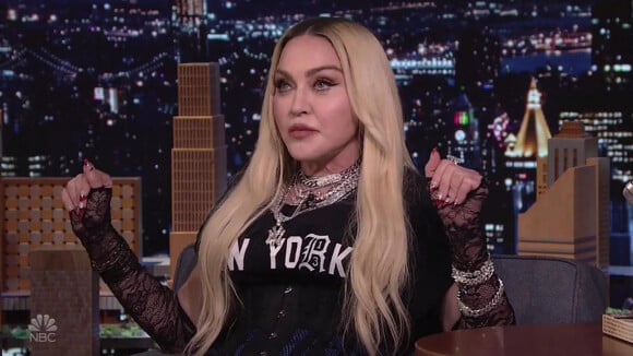 Madonna sur le plateau de l'émission "The Tonight Show Starring Jimmy Fallon" à New York. 