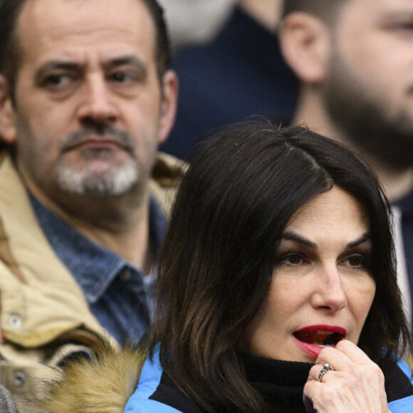 Helena Noguerra dans les tribunes lors du match du tournoi des VI Nations "France - Pays de Galles (41-28)" au Stade de France à Saint-Denis, le 18 mars 2023. 