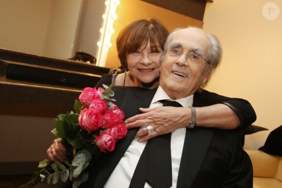 Exclusif - Macha Méril et son mari Michel Legrand - Backstage - Concert "Michel Legrand Invite Vincent Niclo" au Palais des Congrès à Paris. Le 21 Janvier 2016. © Denis Guignebourg/Bestimage