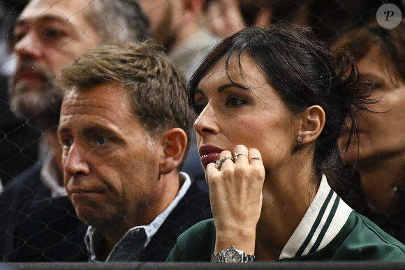 Géraldine Maillet et son compagnon Daniel Riolo - Finale du tournoi de tennis "Rolex Paris Masters" entre Novak Djokovic et Karen Khachanov à l'AccorHotels Arena à Paris, le dimanche 4 novembre 2018. Karen Khachanov a remporté la victoire face à Novak Djokovic (7-5, 6-4) et s'est offert son premier Masters 1000. © Veeren-Perusseau/Bestimage