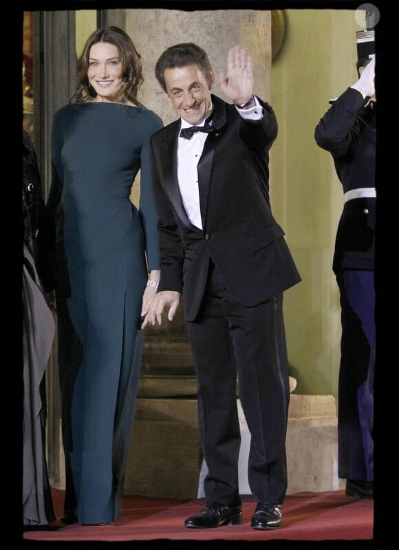 Nicolas Sarkozy et Carla Bruni à l'Elysée lors de la venue du président russe le 2 mars 2010