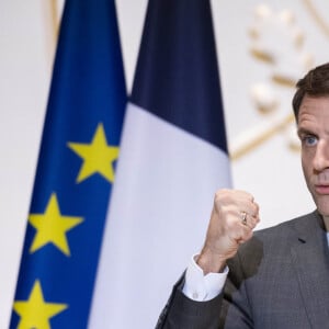 Le président de la République Emmanuel Macron - Les maires de France lors de la 105ème session du Congrès des Maires de France, organisée par l'AMF, au palais de l'Elysée à Paris. Le 22 novembre 2023 © Eliot Blondet / Pool / Bestimage