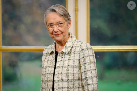 Elisabeth Borne, Premiere ministre, lors de la présentation de la stratégie nationale de la biodiversité pour 2030, a Matignon, le 27 novembre 2023.