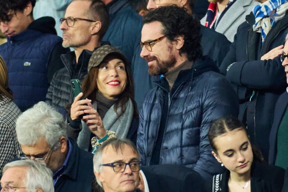 Mathias Vicherat et Anissa Bonnefont dans les tribunes de la coupe du Monde de Rugby France 2023 - Match de quart de finale "France-Afrique du Sud (28-29)" au Stade de France à Saint-Denis 15 octobre 2023. © Moreau-Jacovides/Bestimage