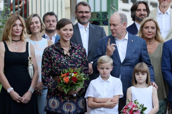 La princesse Charlene de Monaco, Le prince Albert II de Monaco, La princesse Gabriella de Monaco, comtesse de Carladès, Le prince Jacques de Monaco, marquis des Baux et Dimitri Rassam lors du traditionnel pique-nique "U Cavagnëtu" au parc Princesse Antoinette à Monaco le 9 septembre 2023. © Claudia Albuquerque / Bestimage 