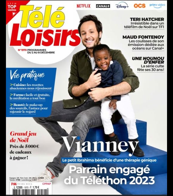 Vianney en couverture du magazine "Télé-Loisirs" du 2 décembre 2023