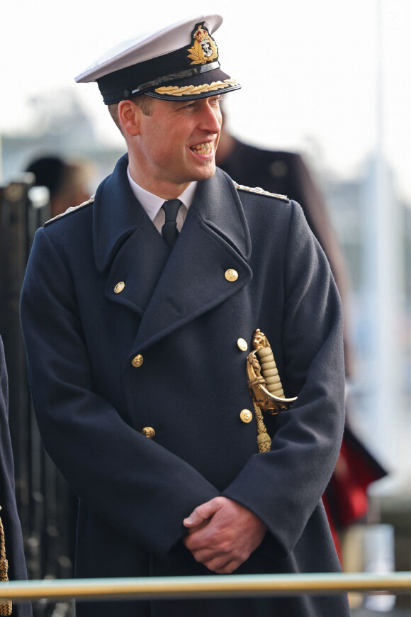 Le prince William assiste aux divisions du Lord High Admiral au Britannia Royal Naval College à Dartmouth, le 14 décembre 2023.