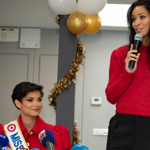Eve Gilles (Miss France 2024) de retour chez elle à Quaëdypre accompagnée de Cindy Fabre, le 20 décembre 2023. Photo by ABACAPRESS.COM