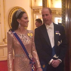 Le prince William, prince de Galles et Catherine Kate Middleton, princesse de Galles lors d'une réception pour les corps diplomatiques au palais de Buckingham à Londres.