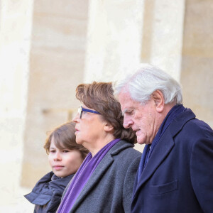 Martine Aubry, son mari Jean-Louis Brochen - Hommage national à Jacques Delors dans la cour d'honneur de l'Hôtel national des Invalides à Paris le 5 janvier 2024. © Dominique Jacovides / Bestimage