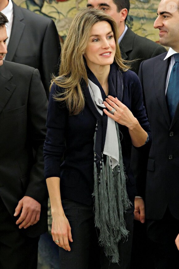 La princesse des Asturies, Letizia d'Espagne au palais Zarzuela à Madrid le 12 mars 2010