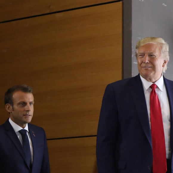 Conférence de presse commune du président Emmanuel Macron et du président Donald Trump lors du sommet du G7 à Biarritz le 26 août 2019. © Dominique Jacovides / Bestimage