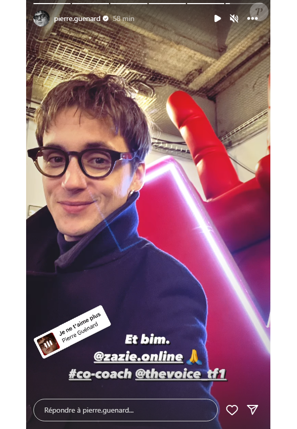 Pour cela, il a partagé une photo de lui très souriant, sur le tournage
Pierre Guenard rejoint "The Voice" en qualité de co-coach. Instagram