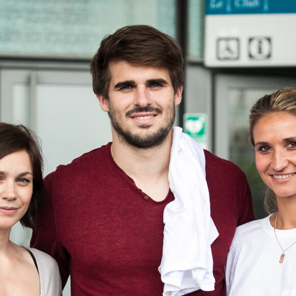 Nathalie Péchalat, Tatiana Golovin et son compagnon Hugo Bonneval - Journée évasion organisée par l'association "Premiers de Cordée" pour le 10ème anniversaire de la "Semaine du Sport à l'Hôpital" au Stade de France, le 21 mai 2014.