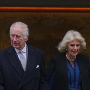 Le roi Charles III d'Angleterre et Camilla Parker Bowles, reine consort d'Angleterre, quittent la London Clinic à Londres, Royaume Uni, 29 janvier 2024, où le roi Charles avait subi une intervention pour une hypertrophie de la prostate. 