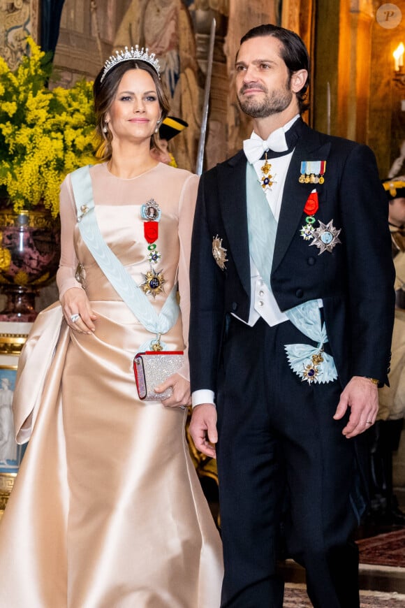 Le prince Carl Philip et la princesse Sofia s'étaient mis sur leur 31. 
La princesse Sofia de Suède (Hellqvist) et le prince Carl Philip - Dîner d'Etat pour la visite du président Emmanuel Macron et de sa femme Brigitte, Stockholm, Suède, 30 janvier 2024.
