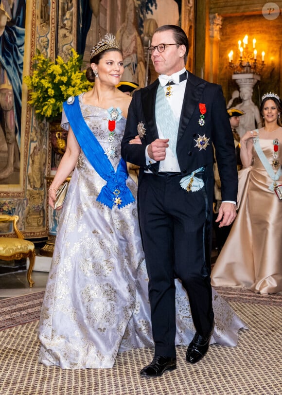 La princesse Victoria de Suède et le prince Daniel - Dîner d'état en l'honneur du président Emmanuel Macron et de Brigitte Macron au Palais royal de Stockholm le 30 janvier 2024. 