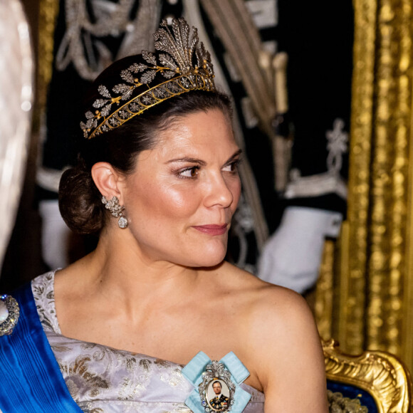 La princesse Victoria de Suède - Dîner d'Etat pour la visite du président Emmanuel Macron et de sa femme Brigitte, Stockholm, Suède, 30 janvier 2024.