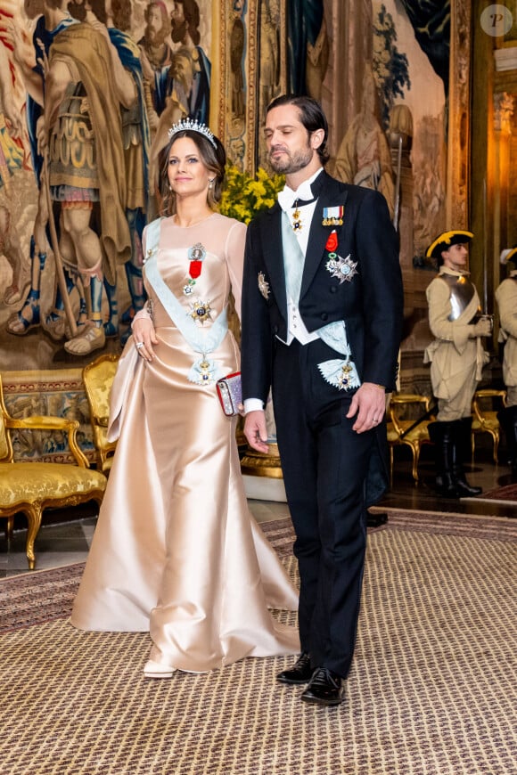 La princesse Sofia et le prince Carl Philip de Suède - Dîner d'Etat pour la visite du président Emmanuel Macron et de sa femme Brigitte, Stockholm, Suède, 30 janvier 2024.