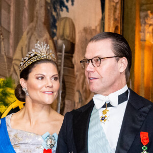La princesse Victoria de Suède et le prince Daniel - Dîner d'Etat pour la visite du président Emmanuel Macron et de sa femme Brigitte, Stockholm, Suède, 30 janvier 2024.